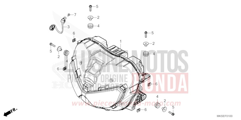 PROJECTEUR (CRF1100A/AL/D/DL) de Africa Twin DCT GRAND PRIX RED (R380B) 2021